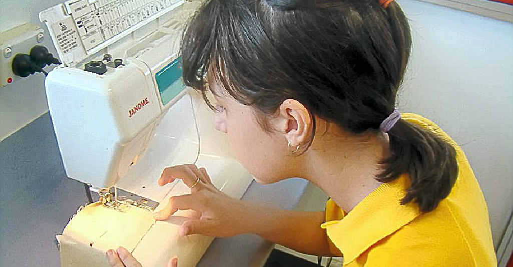 James Nash home economics student Nikki Smith practises her sewing skills before making her pillow case. James Nash home economics student Nikki Smith practises her sewing skills before making her pillow case.
